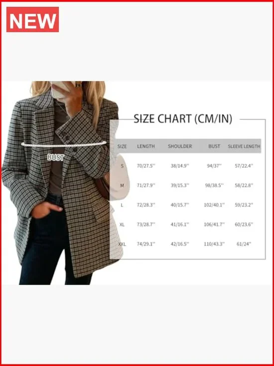 Polyester Blend Wool Blazer Jacket Loose Fit Business Casual - Picture 6 of 7